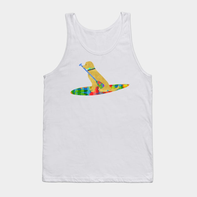 Stand Up Paddle Board Preppy Golden Retriever Tank Top by emrdesigns